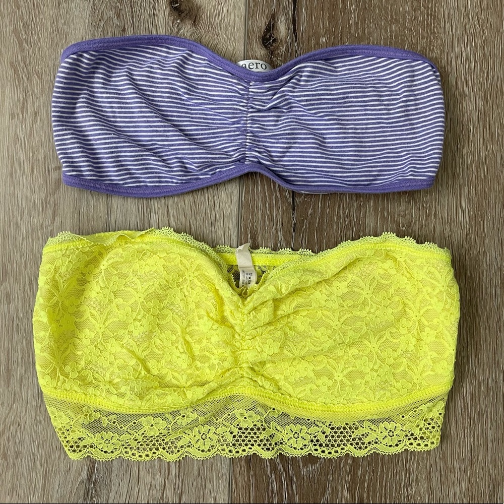 Lot of 2 Aerie & Aero Bra Bundle Bandeau Bralettes Size Medium
